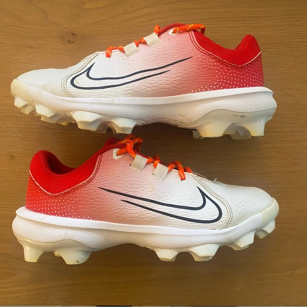 Nike Womens HyperDiamond 4 Pro, Red/ White/ Orange Fire Laces, Sz 7.5 - Picture 1 of 15